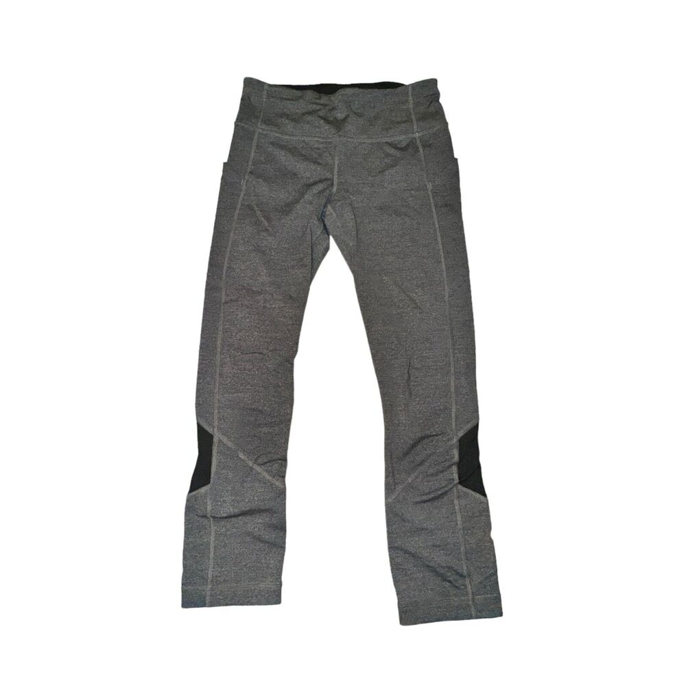 Lululemon Pace Rival Crop Women's 4 Heathered Black 22" Full On Luxtreme Mesh
